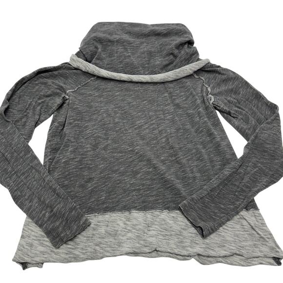 Free People Beach Sweater Womens Medium Grey Heathered Cocoon Cowl Pullover - Picture 5 of 11